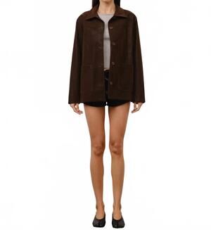 NEW LOUCIA iris suede button front jacket in brown